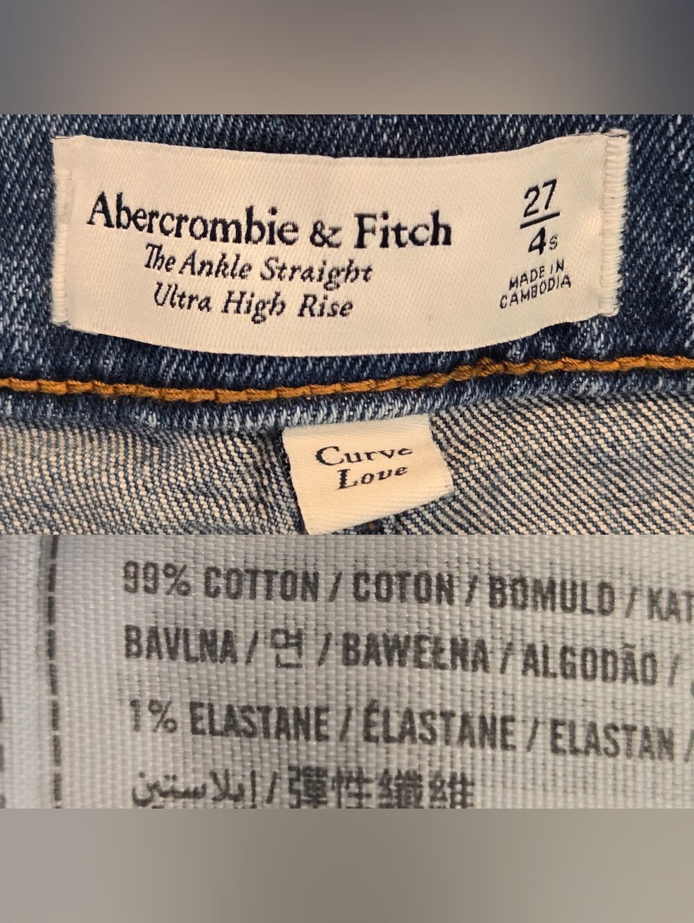 Abercrombie & Fitch Curve Love Short 27 4 Ultra High Rise Ankle Straight Jean - Picture 9 of 10